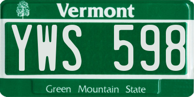 VT license plate YWS598