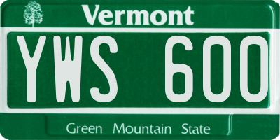 VT license plate YWS600