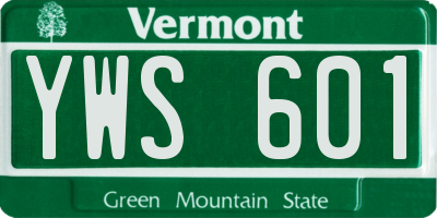 VT license plate YWS601