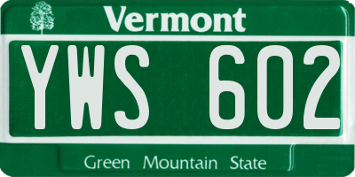 VT license plate YWS602