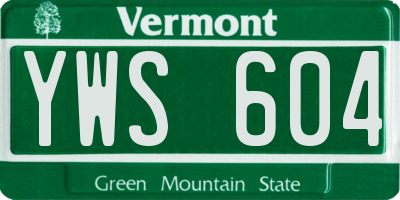 VT license plate YWS604