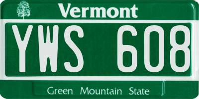 VT license plate YWS608