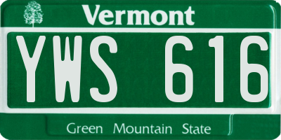 VT license plate YWS616