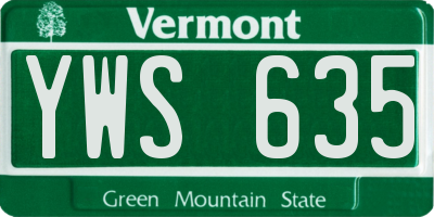 VT license plate YWS635