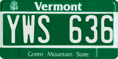 VT license plate YWS636
