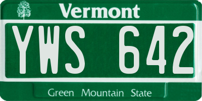 VT license plate YWS642
