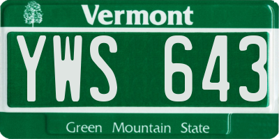 VT license plate YWS643