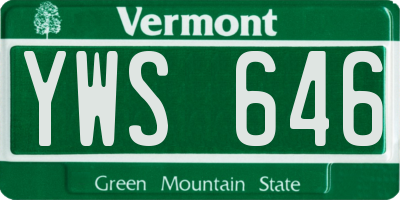 VT license plate YWS646