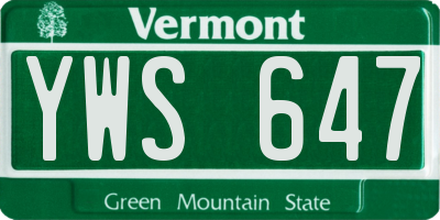 VT license plate YWS647