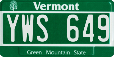 VT license plate YWS649