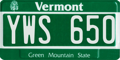 VT license plate YWS650