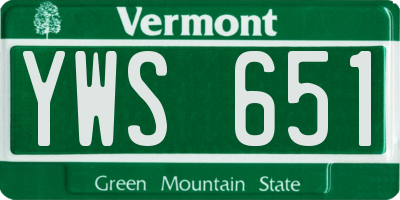 VT license plate YWS651