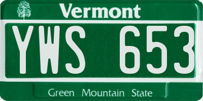 VT license plate YWS653