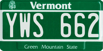 VT license plate YWS662