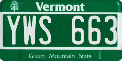 VT license plate YWS663