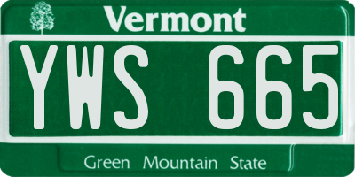 VT license plate YWS665