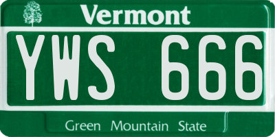 VT license plate YWS666