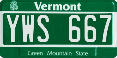 VT license plate YWS667
