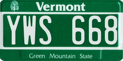 VT license plate YWS668