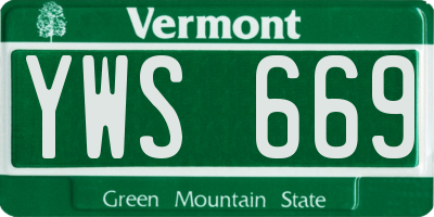 VT license plate YWS669