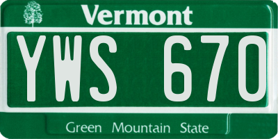 VT license plate YWS670