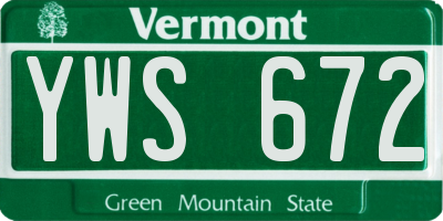 VT license plate YWS672