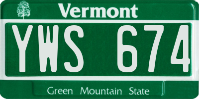 VT license plate YWS674