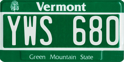 VT license plate YWS680