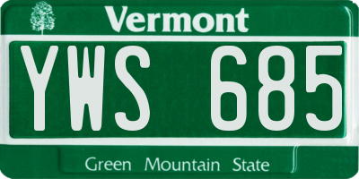 VT license plate YWS685