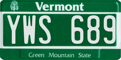 VT license plate YWS689