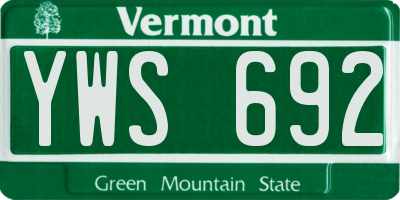 VT license plate YWS692