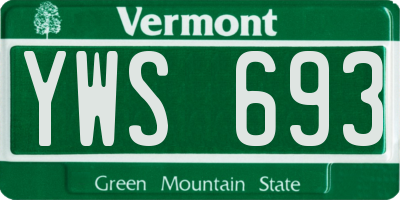 VT license plate YWS693