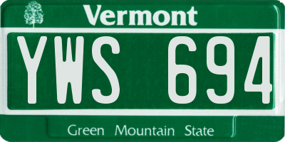 VT license plate YWS694