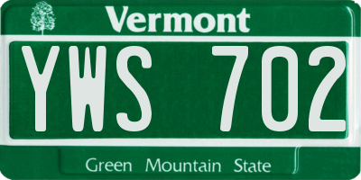VT license plate YWS702