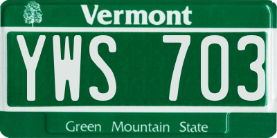 VT license plate YWS703