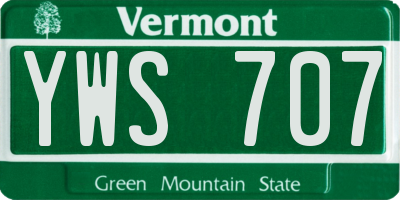 VT license plate YWS707