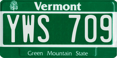 VT license plate YWS709