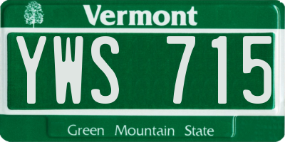 VT license plate YWS715