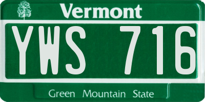 VT license plate YWS716