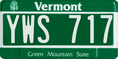 VT license plate YWS717