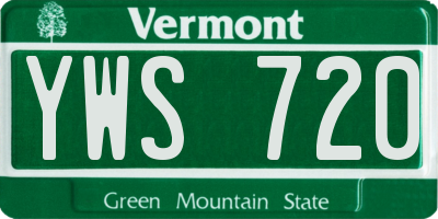 VT license plate YWS720