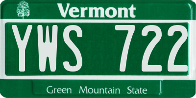 VT license plate YWS722