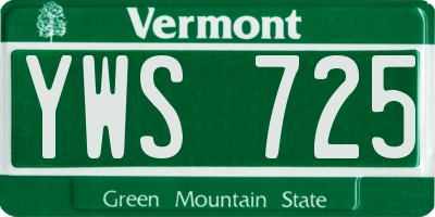 VT license plate YWS725