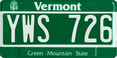 VT license plate YWS726
