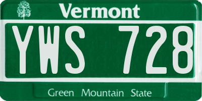 VT license plate YWS728