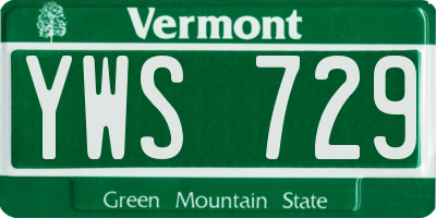 VT license plate YWS729