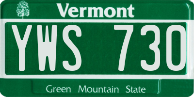 VT license plate YWS730