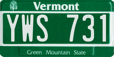 VT license plate YWS731