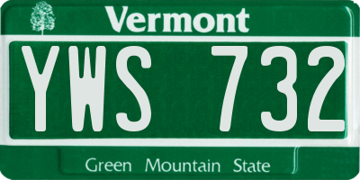 VT license plate YWS732