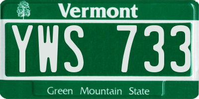 VT license plate YWS733
